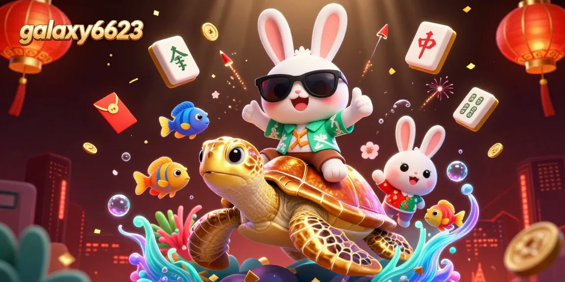 Experience the thrill of winning with galaxy6623 as an adorable rabbit and golden turtle illuminate the underwater casino world.