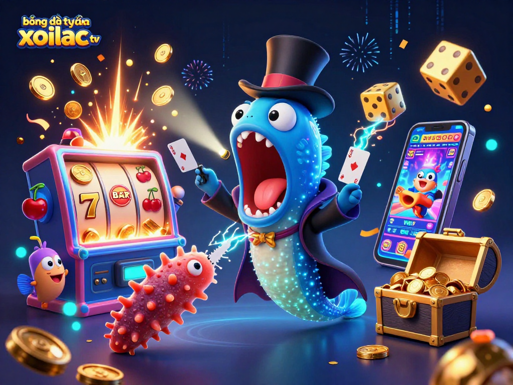 Bóng đá trực tuyến xoilac tv showcases thrilling casino action with bioluminescent creatures and vibrant slot games