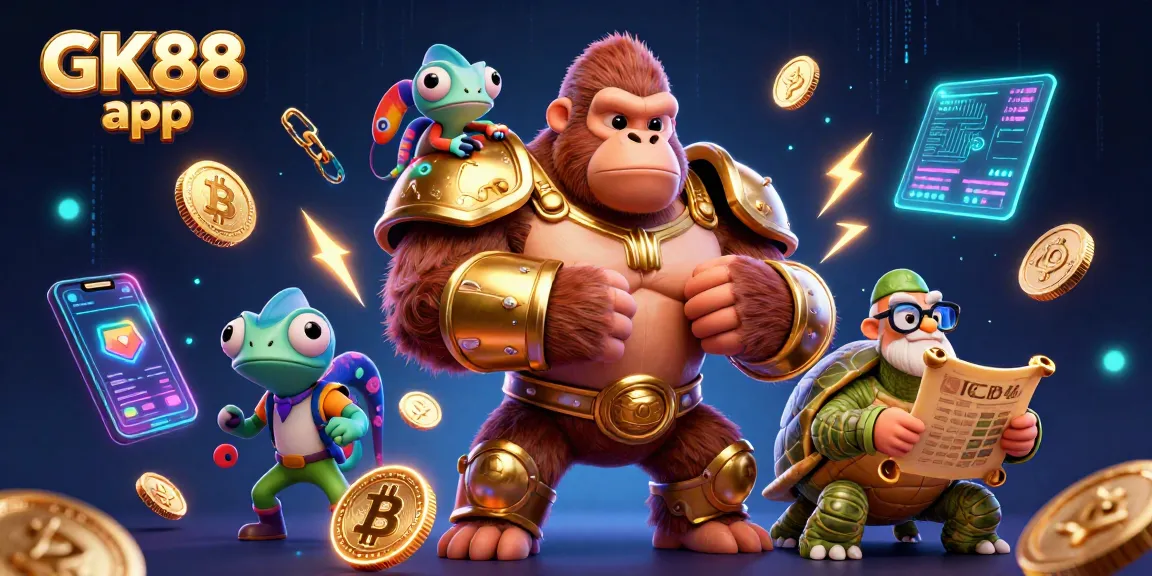 Experience the GK88 app with a vibrant 3D casino scene featuring a golden gorilla king and animated elements.