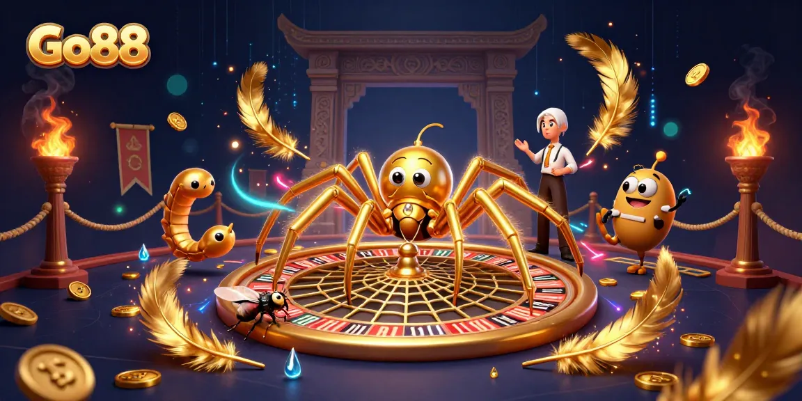Go88 spins the roulette wheel in a vibrant, action-packed casino scene filled with dynamic elements and characters.